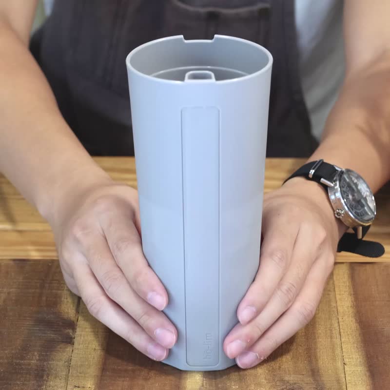 【预购】hó-lim 饮料杯 x 2 + 专属杯袋 x 2 组合 / 淡黄 岚蓝 - 水瓶/水壶 - 塑料 灰色