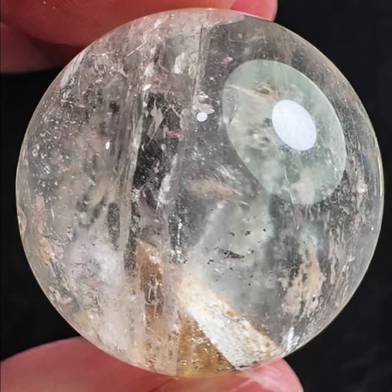 稀有 彩虹光 晶中晶 黄胶花 水胆路 水晶球 水晶中的 舍利子 - 项链 - 水晶 多色
