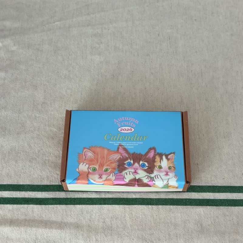 AutumnFruits 2026 猫咪插画迷你月历卡 - 年历/台历 - 纸 多色