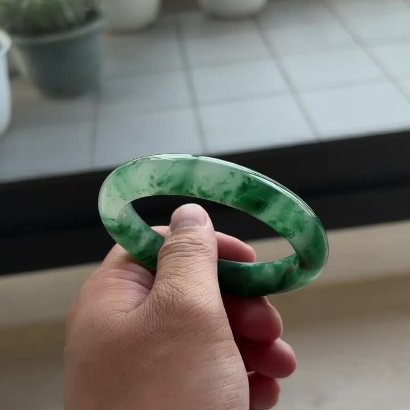 高品质顶级辣绿非洲翠手镯 #19.6 2679 - 手链/手环 - 玉石 绿色