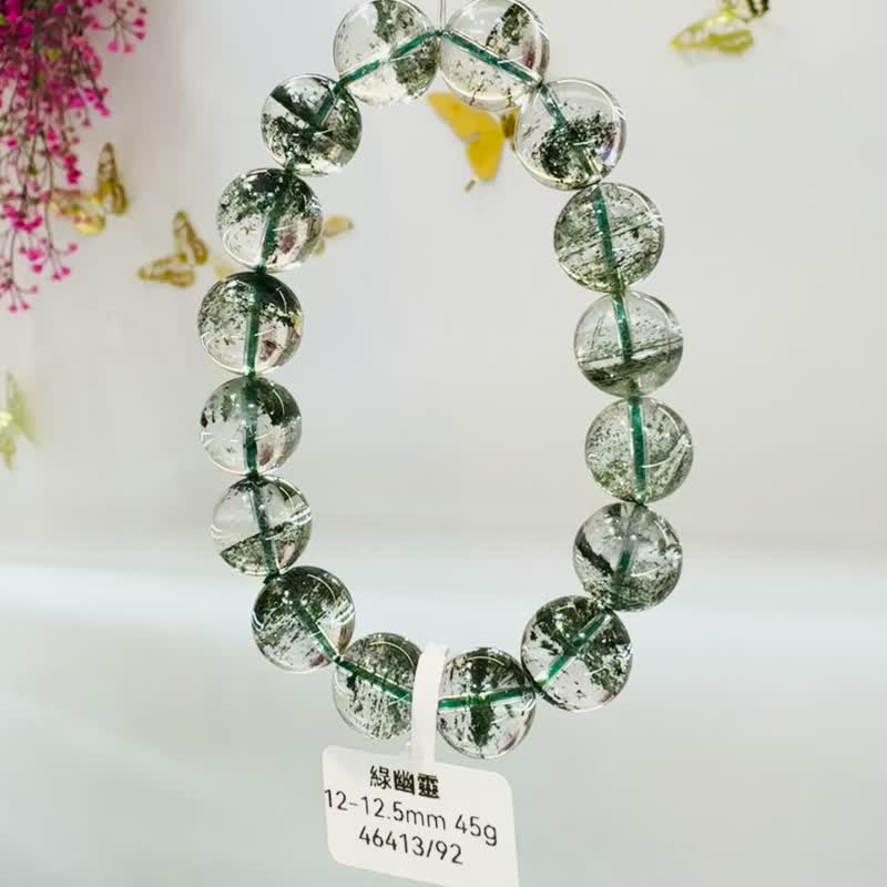 玻璃体多矿招财绿幽灵水晶12-12.5cm45g正财事业贵人缘生意缘 - 手链/手环 - 水晶 绿色