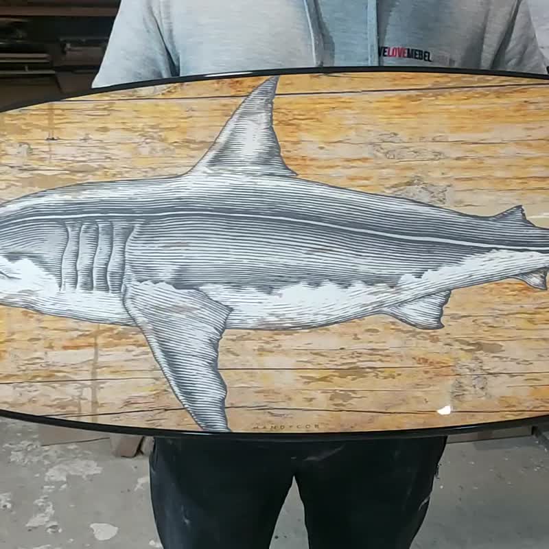 Surfboard Shark, Surfing gift - 其他家具 - 木头 白色