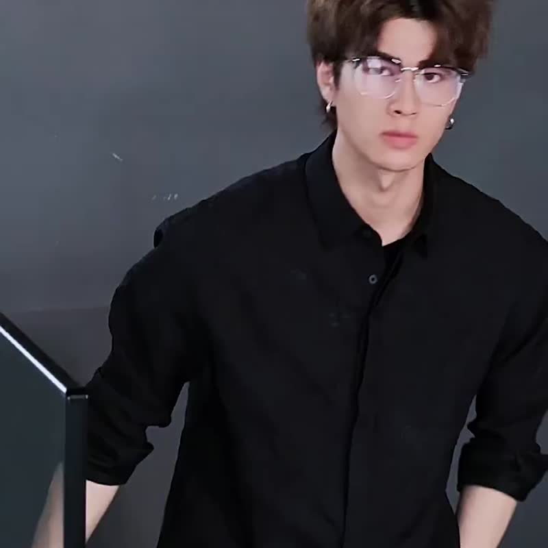 【推荐】秋季褶皱长袖衬衫 男士肌理感休闲上 - 男装衬衫 - 聚酯纤维 