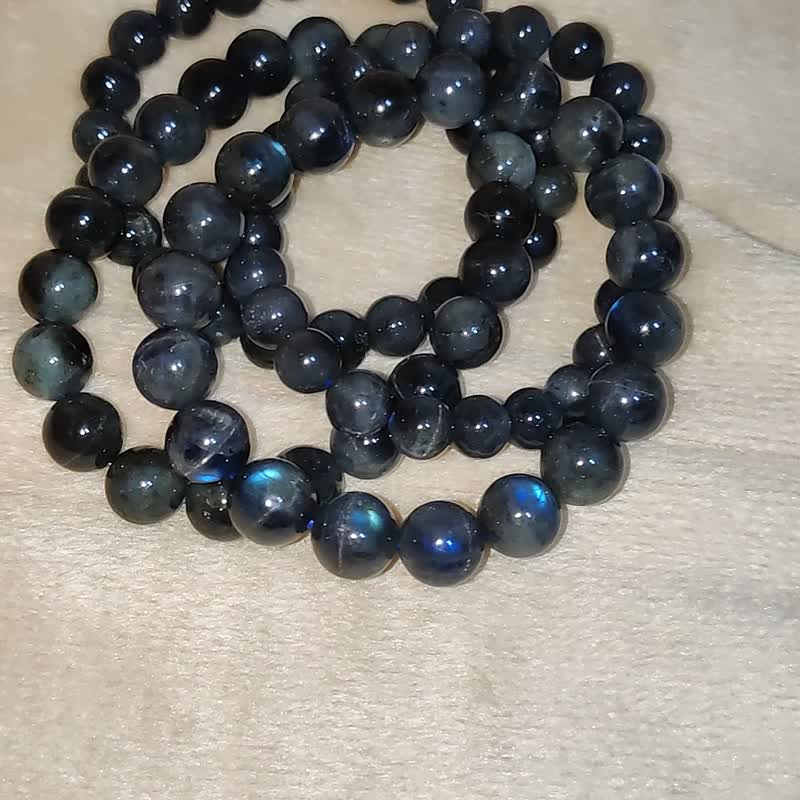 【订制品】黑拉长石 黑灰月光石 9-12mm  手串 手链 天然水晶 - 手链/手环 - 水晶 