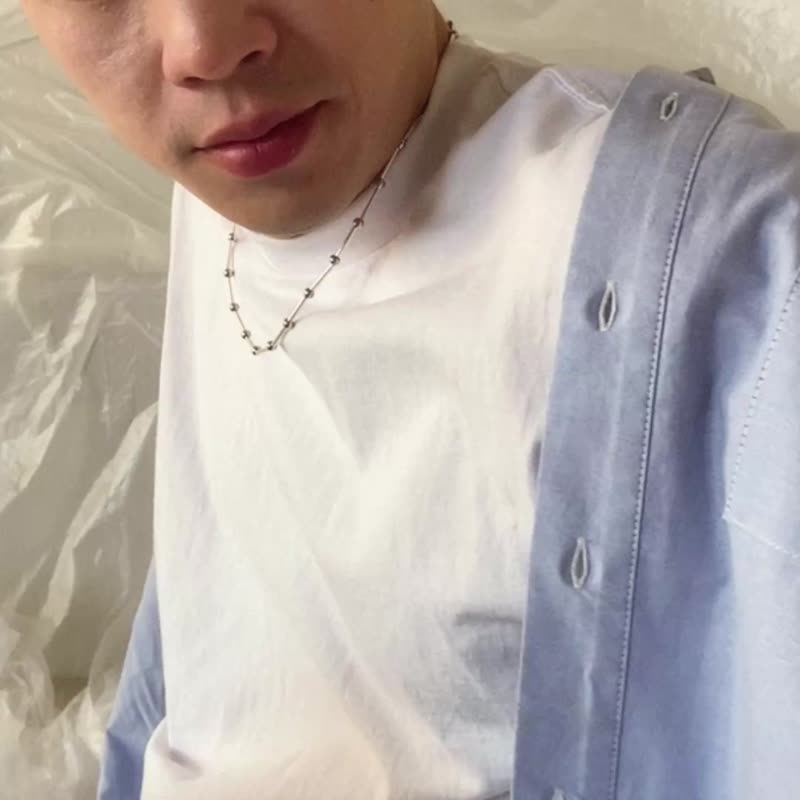 Unisex | 星冕系 - 静海 * 纯银 不锈钢 项链 - 项链 - 纯银 银色
