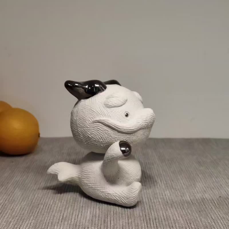 限量版【招招龙–珠光红】招财陶艺茶宠摆件 - 玩偶/公仔 - 瓷 红色