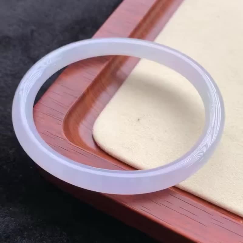 冰种 天然翡翠 缅甸 A玉 玉镯 • 冰种粉紫翡翠贵妃镯 - 手链/手环 - 玉石 粉红色