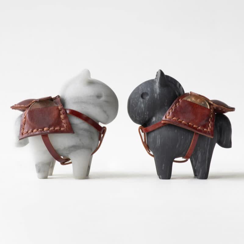 石来运转 马上有钱  Marble Lucky Pony - 摆饰 - 石头 白色