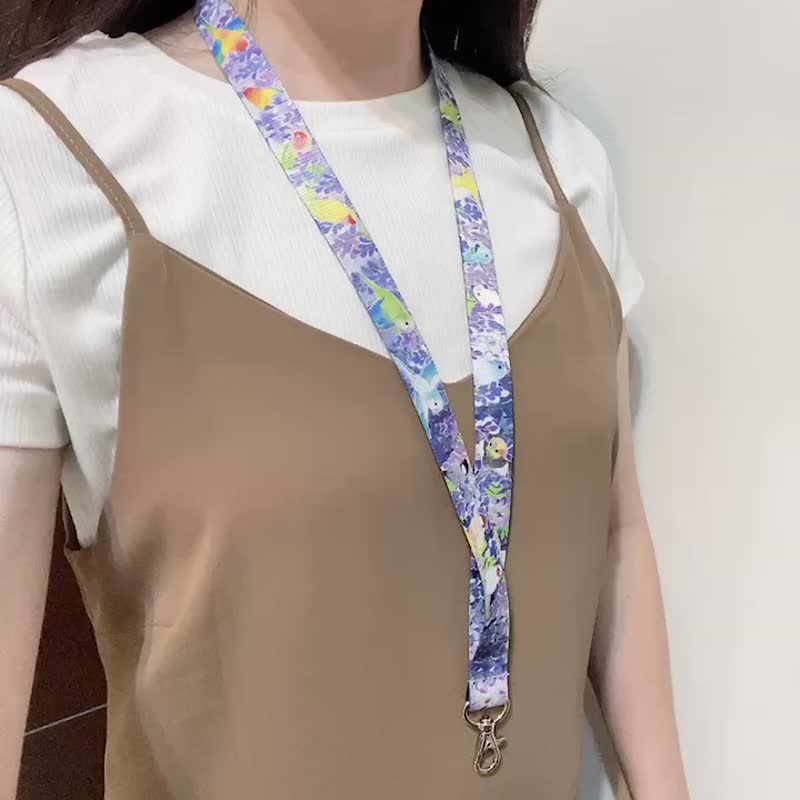 Rolia's 手作 紫藤花/鹦鹉/鸟 双面双色证件带 - 证件套/卡套 - 聚酯纤维 
