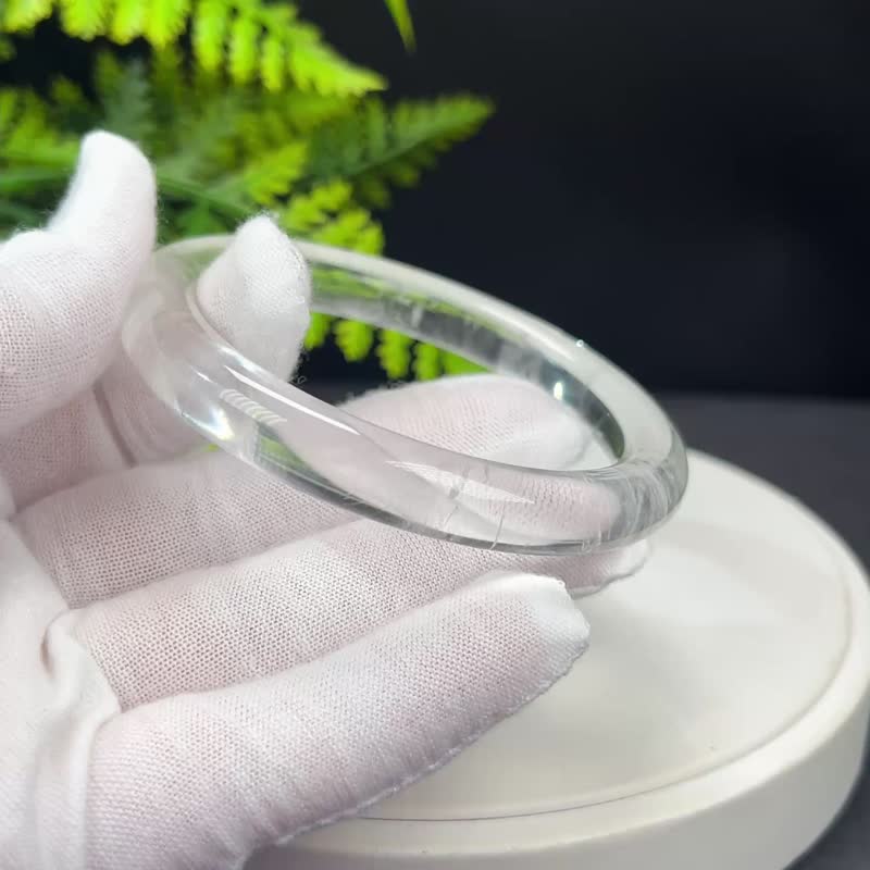 精美 白水晶手镯 57MM 冰透闪片石英手环 能量净化放大情绪调节 - 手链/手环 - 水晶 白色