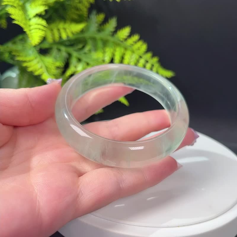 独特玻璃体绿色萤石手镯60MM 冰透少棉水晶手环 提升效率净化磁场 - 手链/手环 - 水晶 绿色