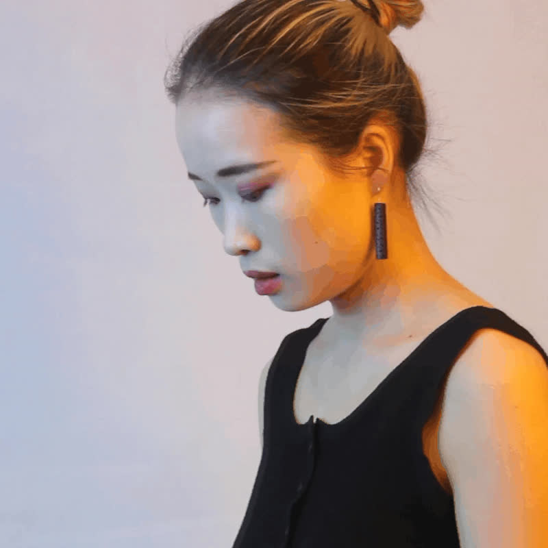 待煮|原创设计小众百搭极简约几何波点手工木头925银耳坠木质耳环 - 耳环/耳夹 - 木头 多色