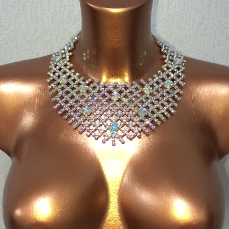 水钻项链舞蹈首饰舞蹈项链舞厅项链肚皮舞首饰舞台金光闪闪首饰 - 项链 - 玻璃 