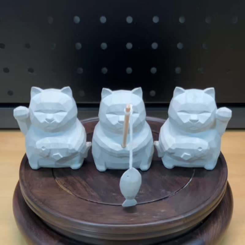 【开运小物摆饰-招财猫】Low-poly / 清水模 / 桌上疗愈 / 送礼 - 摆饰 - 水泥 灰色