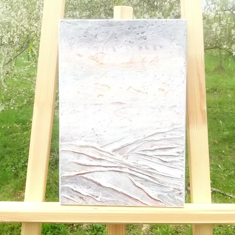 艺术家的浅色抽象原画，白雪，冬天 - 墙贴/壁贴 - 压克力 白色