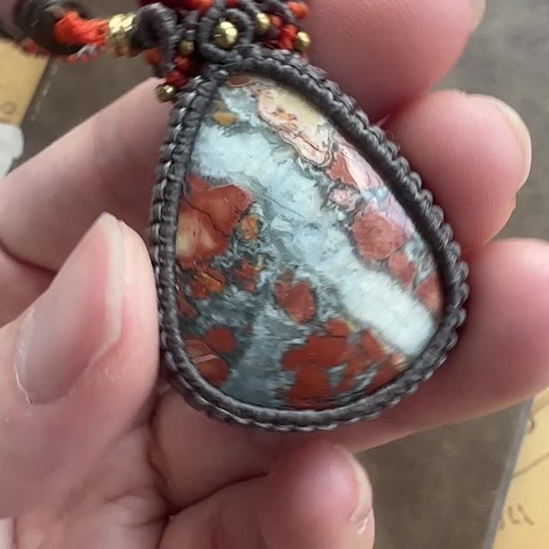 N956 民族风 璧玉 (maligano jasper) 颈链 (可调长度) - 项链 - 宝石 咖啡色