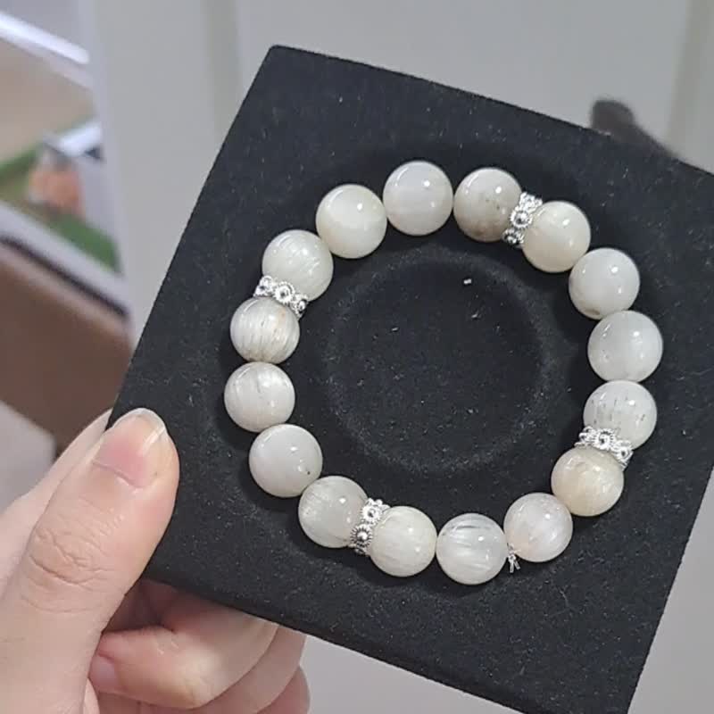 福利强猫眼白兔毛 11MM彩兔毛 水晶手链手串 能量提升 - 手链/手环 - 水晶 白色