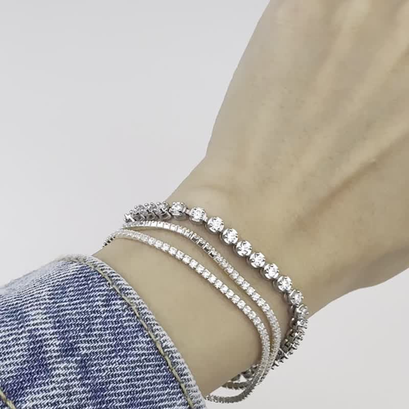 Open on Museum - Tiny Tennis Bracelet - 手链/手环 - 纯银 银色