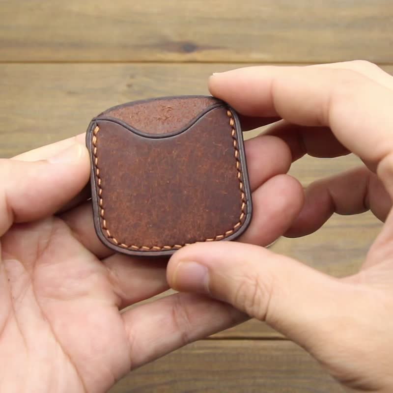 手工意大利皮革零钱包、EDC 零钱包、挑战币、皮革零钱包、EDC - 皮夹/钱包 - 真皮 咖啡色