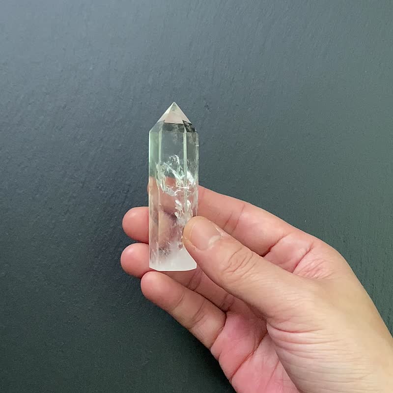 天然冰透彩虹蓝针白水晶能量柱 天使之翼 避邪挡煞 趋吉开运 - 摆饰 - 水晶 白色