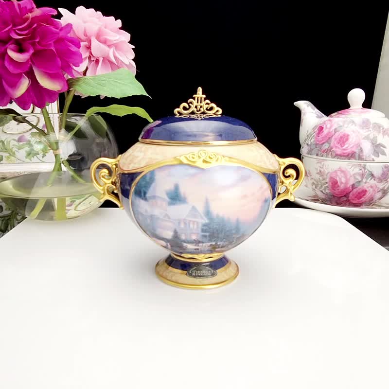 Thomas Kinkade 维多利亚冬季 2002陶瓷音乐盒 饰品戒指收纳盒 - 收纳用品 - 瓷 