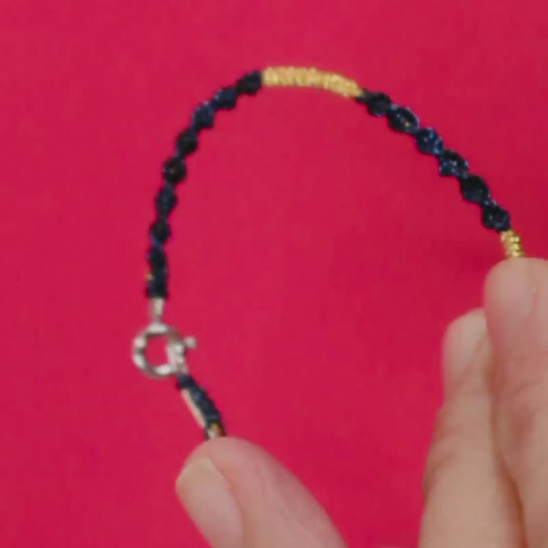 【转运来】925纯银六字大明咒手工编织- 幸运手环-蓝色 - 手链/手环 - 纯银 蓝色