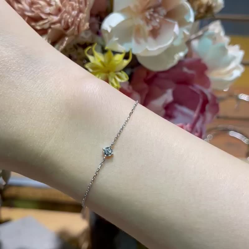 18k 黄k金/玫瑰金/白k金 四爪菱形 3分钻石手链 - 手链/手环 - 贵金属 银色