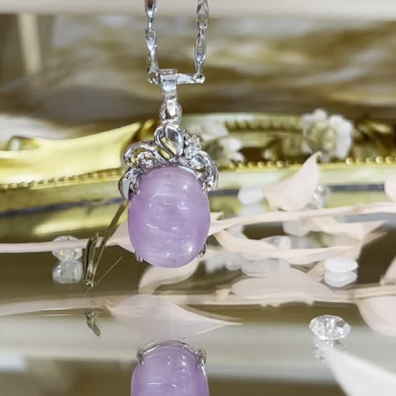 天然紫锂辉银K花藤锆石设计项链组和平喜悦增加沟通温柔感自信心 - 项链 - 水晶 紫色