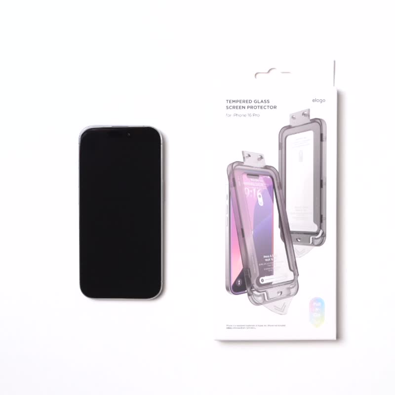 elago iPhone 16/Plus/Pro/Pro Max 9H 玻璃屏幕贴 附贴膜神器 - 平板/电脑保护壳 - 玻璃 透明