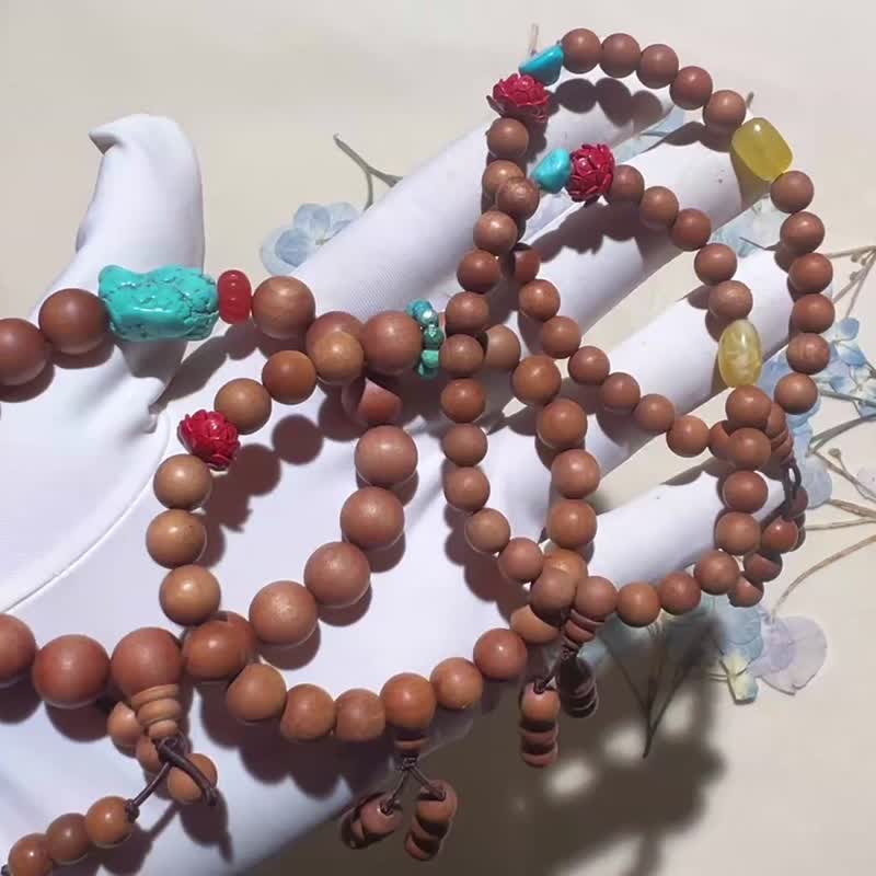 纯手工设计制作印度进口野生老山檀手链 - 手链/手环 - 宝石 多色