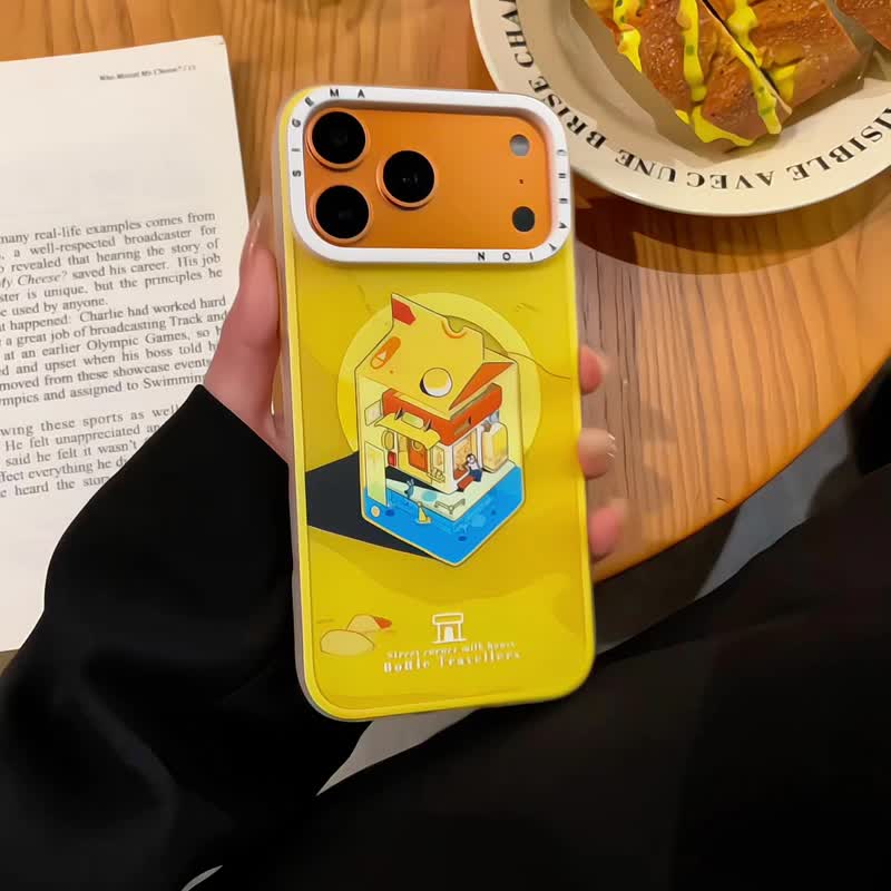【隐藏式磁吸】林遭遇街角牛奶屋铝合金按键全磨砂防摔防刮iPhone - 手机壳/手机套 - 塑料 黄色