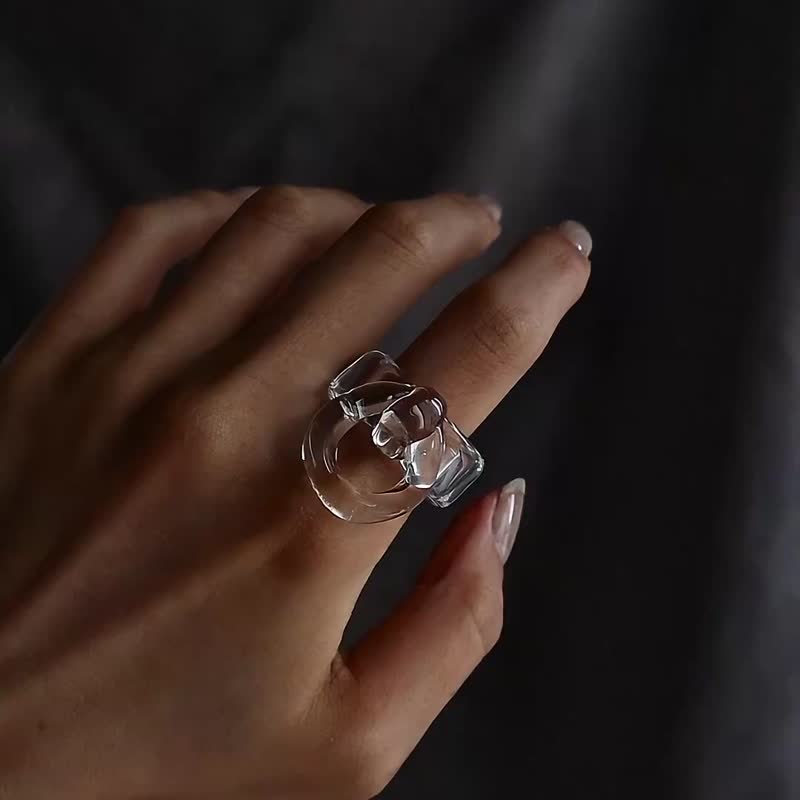 -玻璃把手-玻璃戒指 - 戒指 - 玻璃 透明