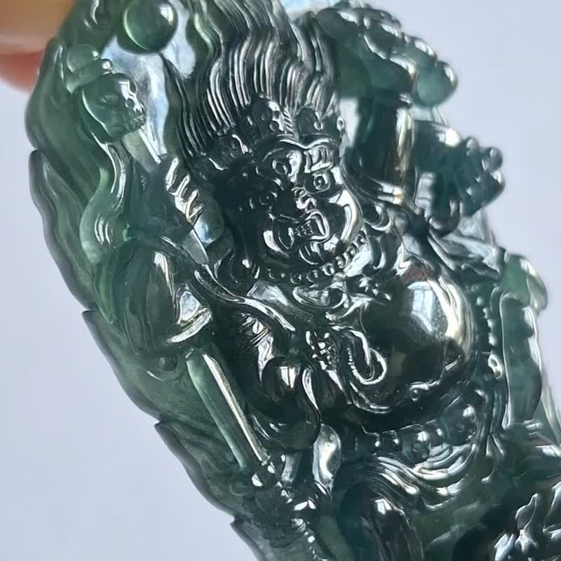 大黑天吊坠 | 天然危地马拉翡翠玉器 - 项链 - 玉石 