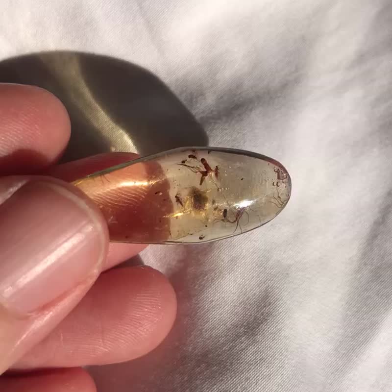 天然虫珀 蜜蜡琥珀 Amber 树脂 化石 矿标 天然水晶 冰透 摆设 - 摆饰 - 水晶 橘色