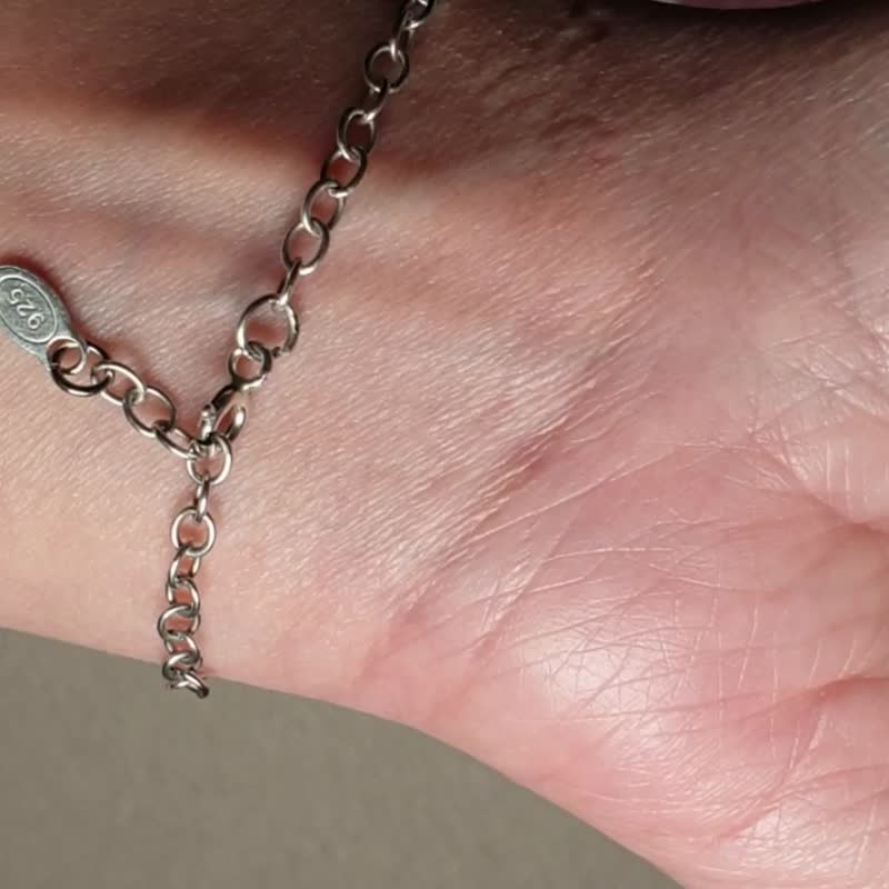 Sagittarius bracelet, 925 sterling silver, Raw Tourmaline, Calcite, Moonstone - 手链/手环 - 宝石 多色