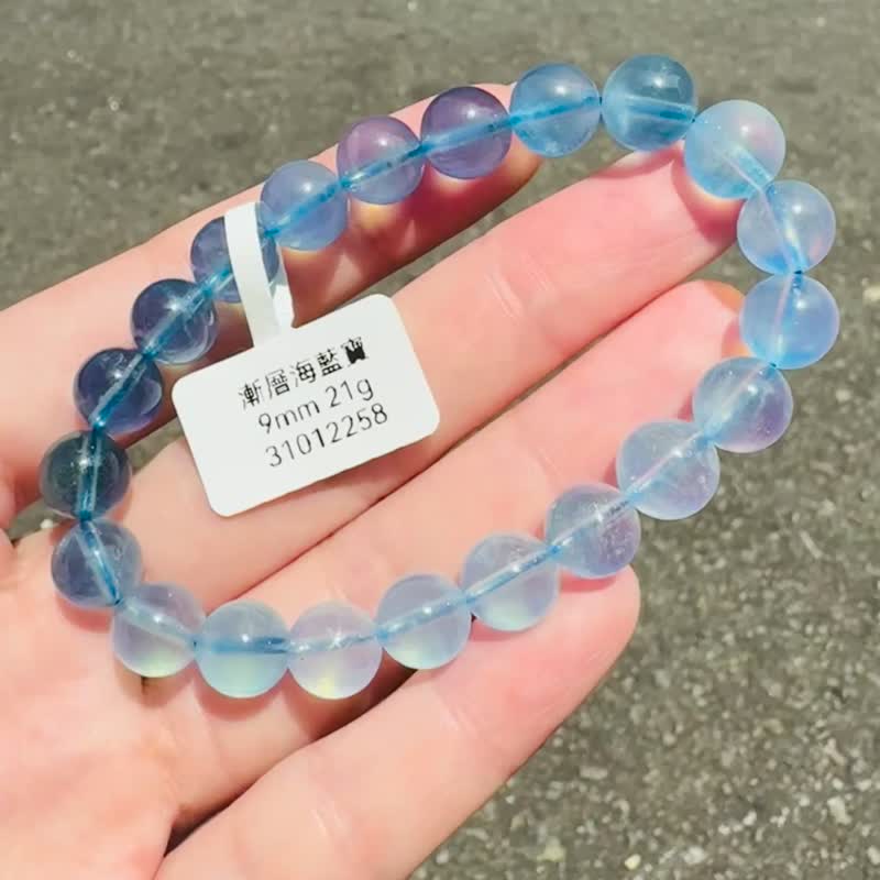 小精品星耀银河闪亮渐层海洋星光海蓝宝9mm21g释放压力舒缓情绪 - 手链/手环 - 水晶 蓝色