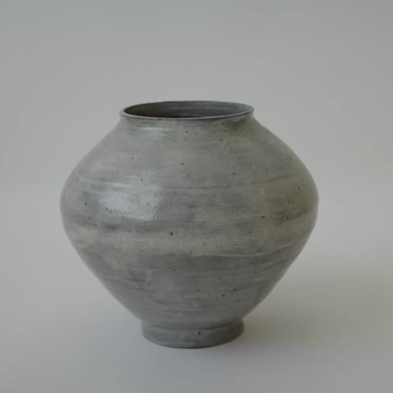 灰粉引刷毛花器 - 花瓶/陶器 - 陶 灰色
