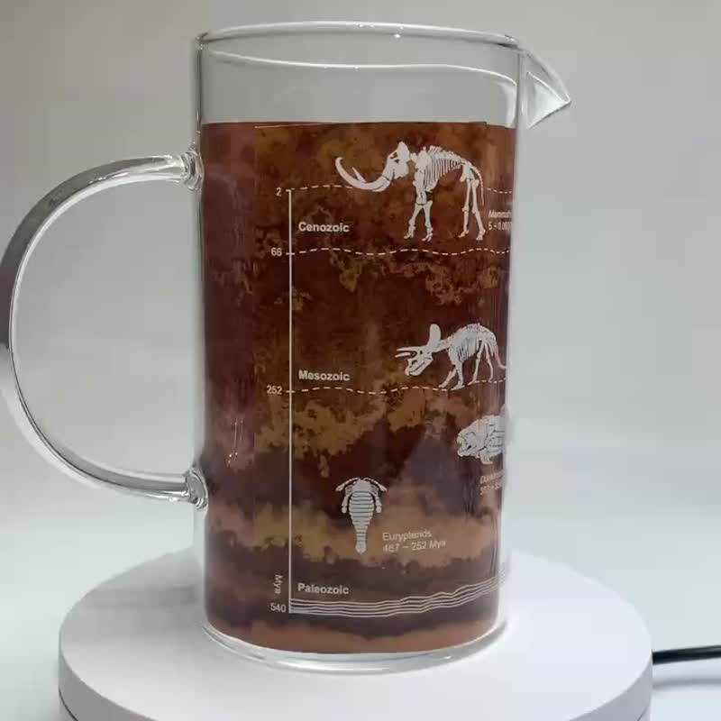化石地质年代玻璃把手高烧杯 - 咖啡杯/马克杯 - 玻璃 