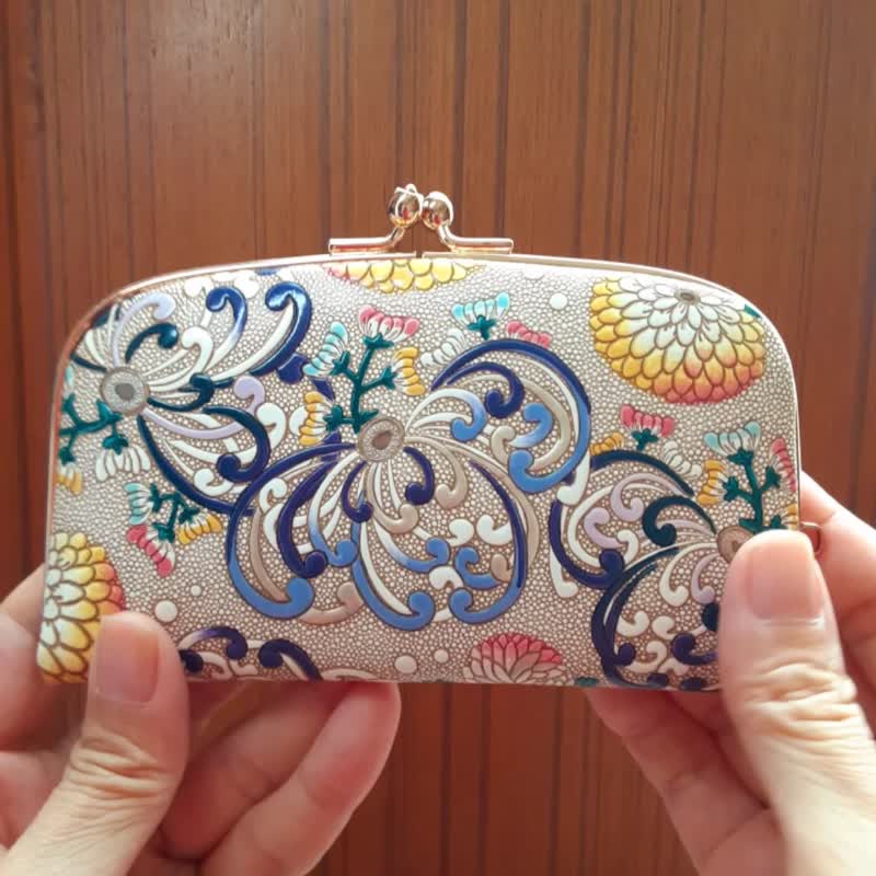 钱包蓝蛙喙口金包 - 皮夹/钱包 - 真皮 蓝色