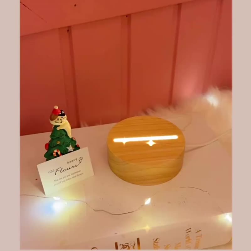 许愿圣诞树浮游花永生花夜灯礼盒-经典圣诞红 交换礼物/圣诞礼物 - 干燥花/捧花 - 玻璃 多色