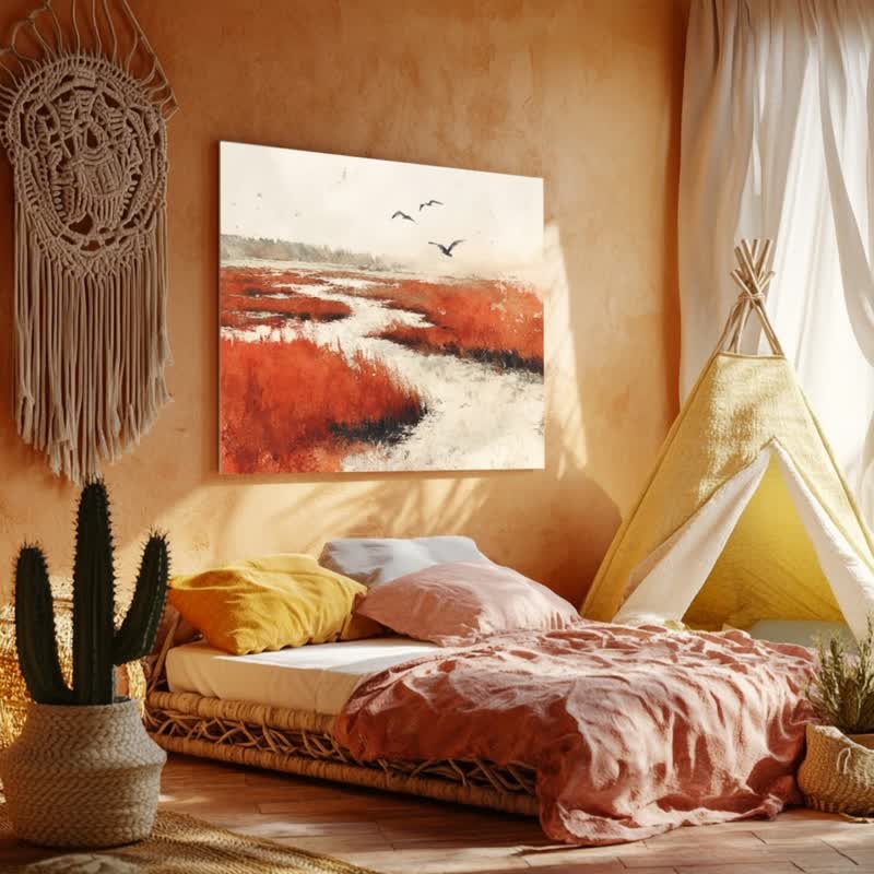 沼泽 艺术微喷挂画 油画抽象自然风景 画面留白诗意构图 客厅装饰 - 海报/装饰画/版画 - 棉 