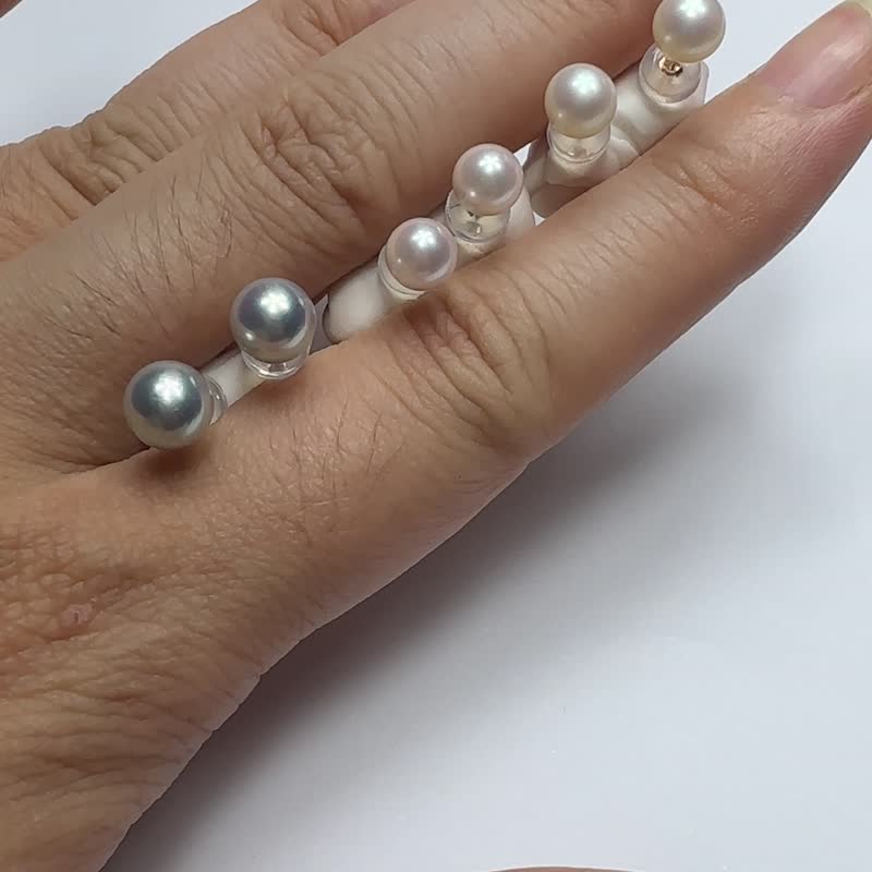 满额加购卖场-淡水珍珠海水珍珠AKOYA真多麻珍珠18k耳钉耳针 - 耳环/耳夹 - 珍珠 白色