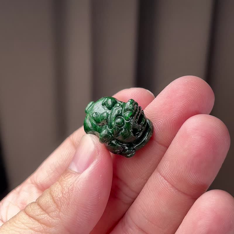老花青翡翠貔貅 | 天然缅甸玉翡翠A货 | 送礼 - 其他 - 玉石 绿色