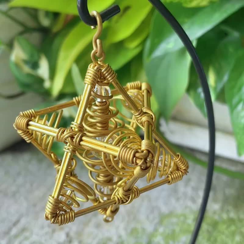 梅尔卡巴星体 金属编织 六芒星 大卫星 螺旋 能量设备艺术 - 吊饰 - 铜/黄铜 金色