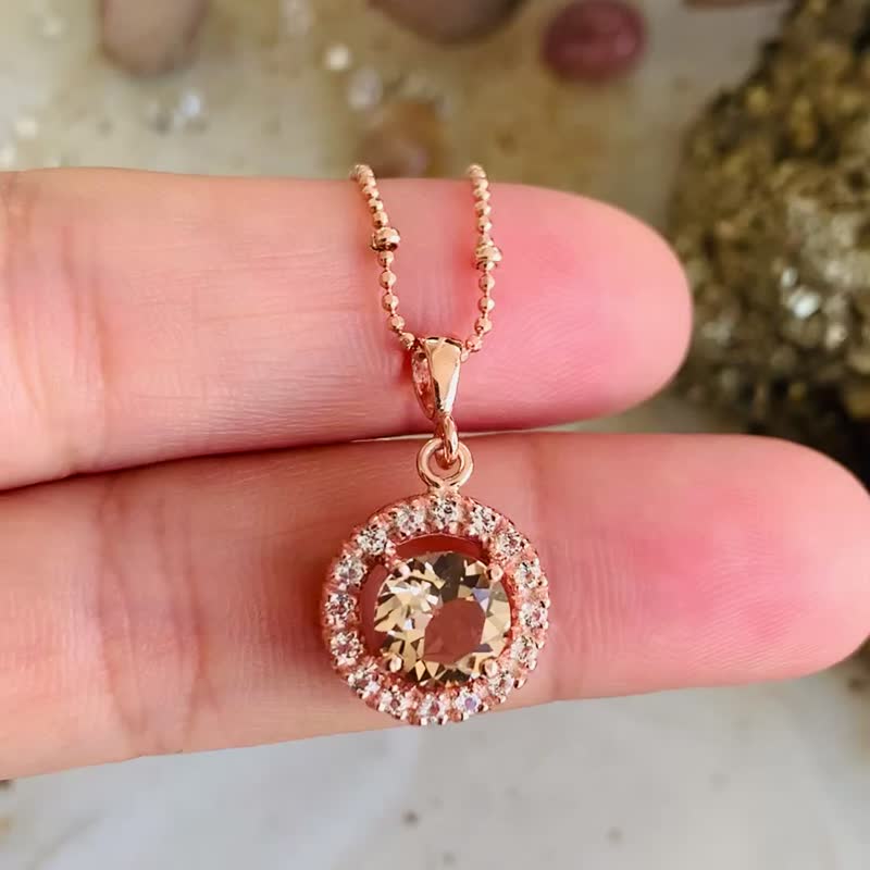 香槟色托帕石坠链 - 项链 - 半宝石 