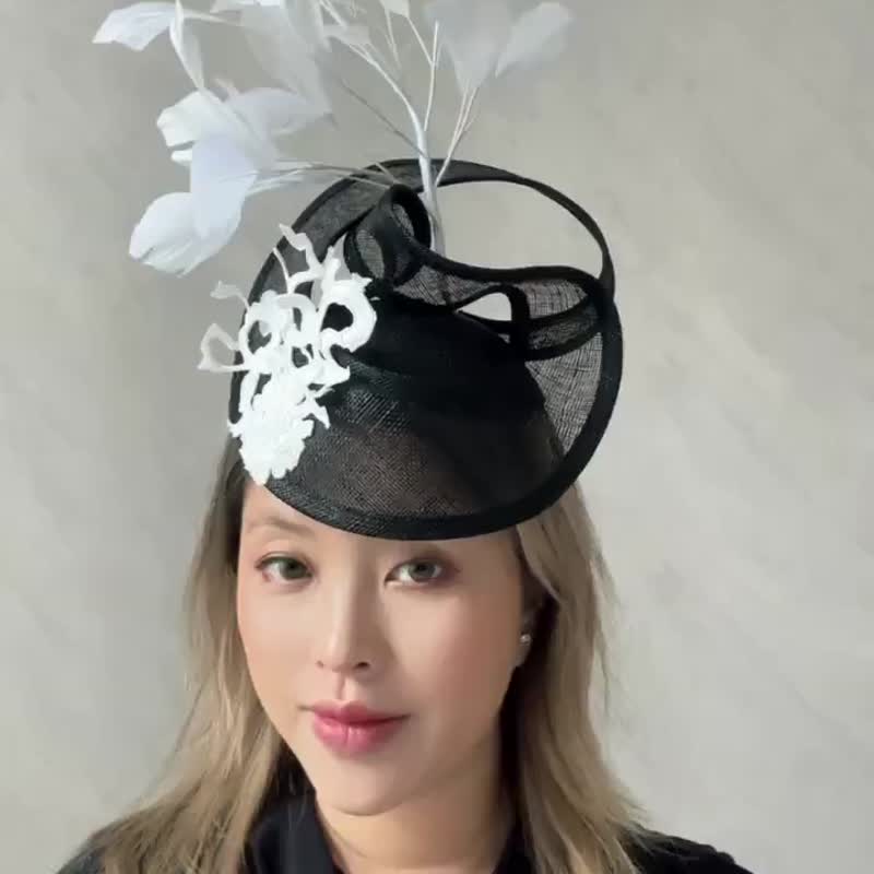 黑白色礼帽 - 帽子 - 亚麻 黑色