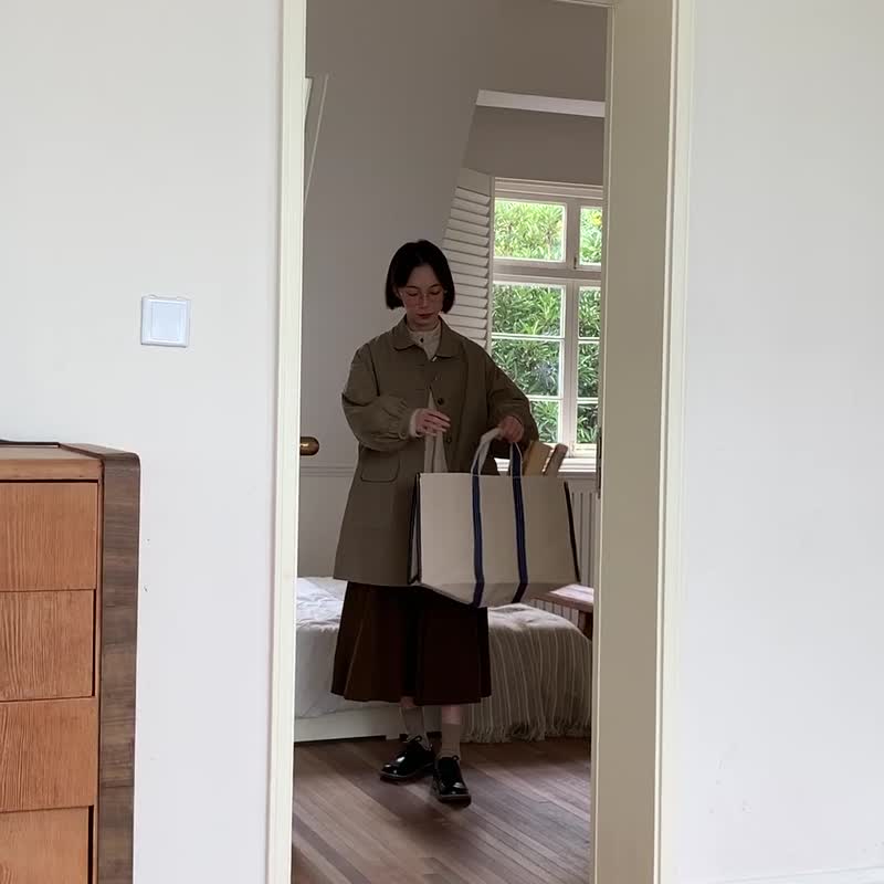 oddmakerH型廓形纯色风衣女长袖宽松休闲通勤复古小个子秋季外套 - 女装西装外套/风衣 - 棉．麻 