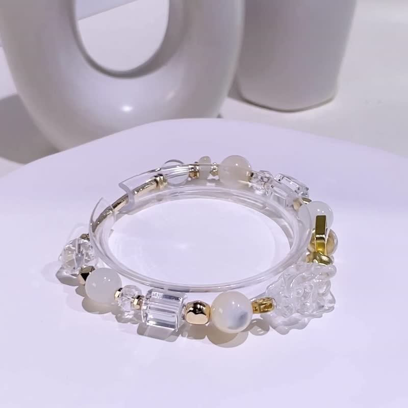 纯粹 龙首 珍珠贝母 | 白月光 | 白水晶 |水晶手链 A12-2 - 手链/手环 - 水晶 白色