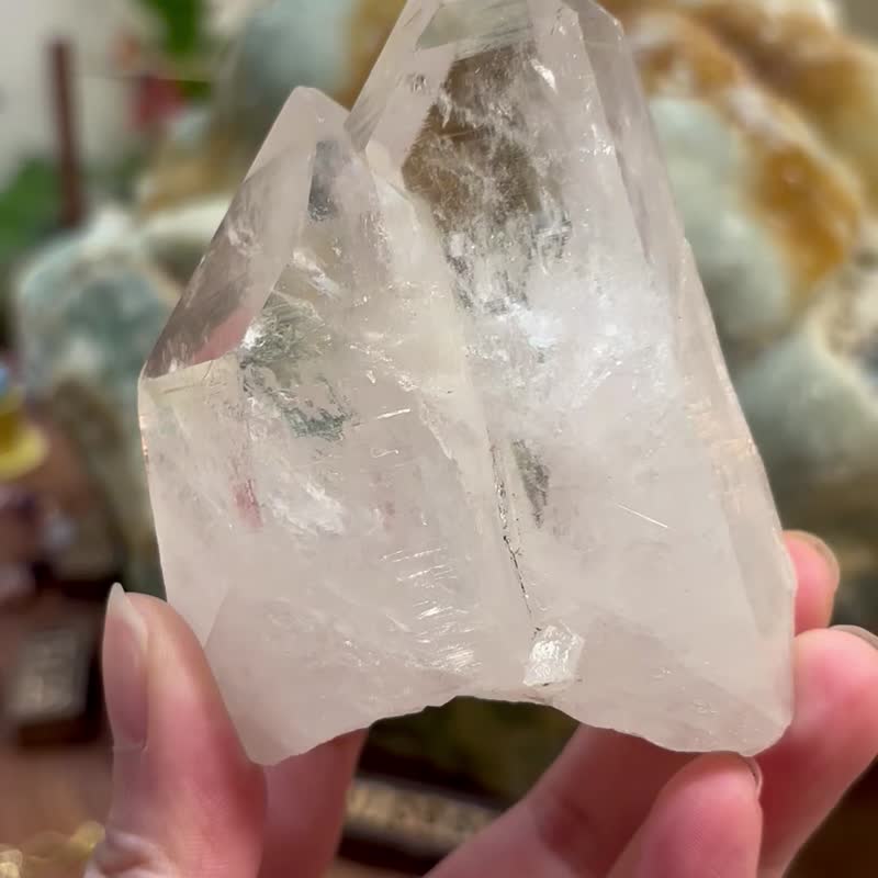 8.8cm白水晶柱 双生柱 亲子关系 疗愈 家居 摆设 装饰 身心灵健康 - 摆饰 - 水晶 白色