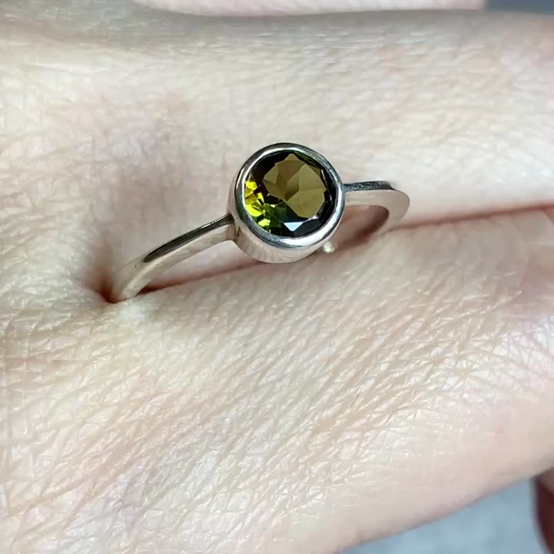 天然 切面 高端  碧玺 戒指 尼泊尔 手工制 925纯银 - 戒指 - 宝石 